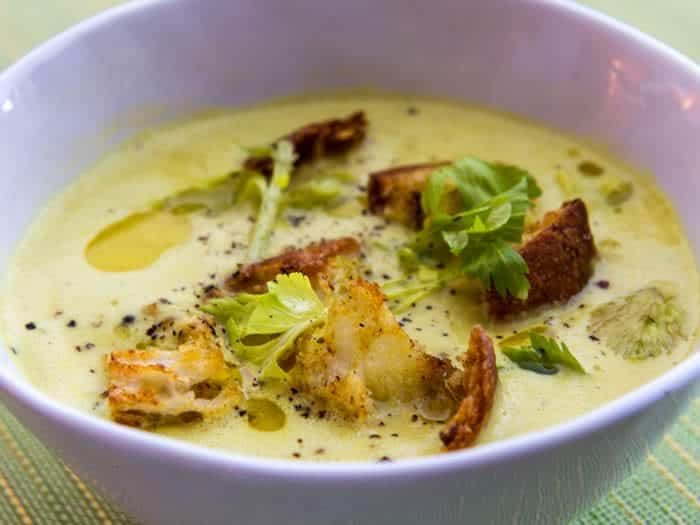  Curried Celery Soup with Green Apple, Coconut & Lime