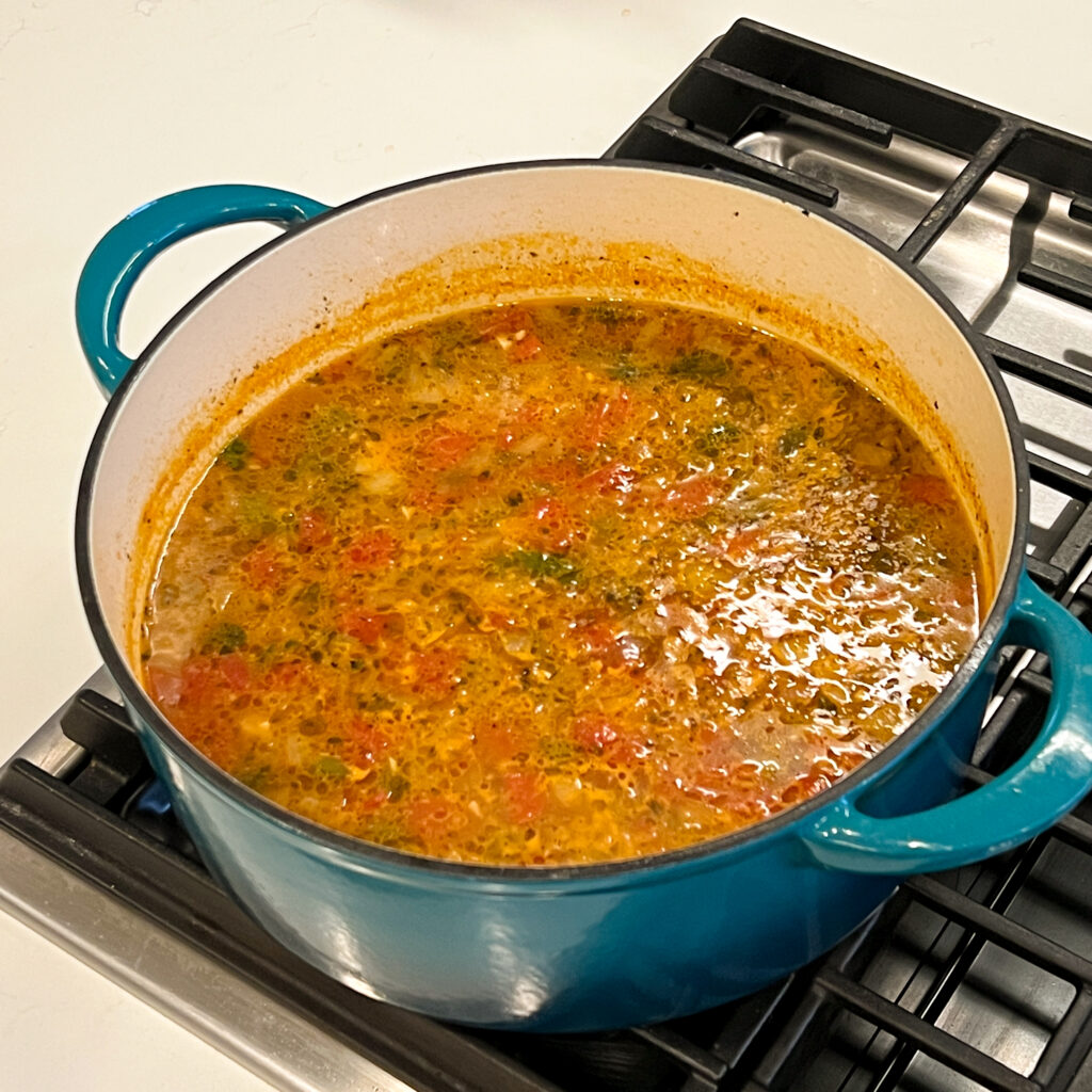 Caldo de Queso Simmering in Soup Pot