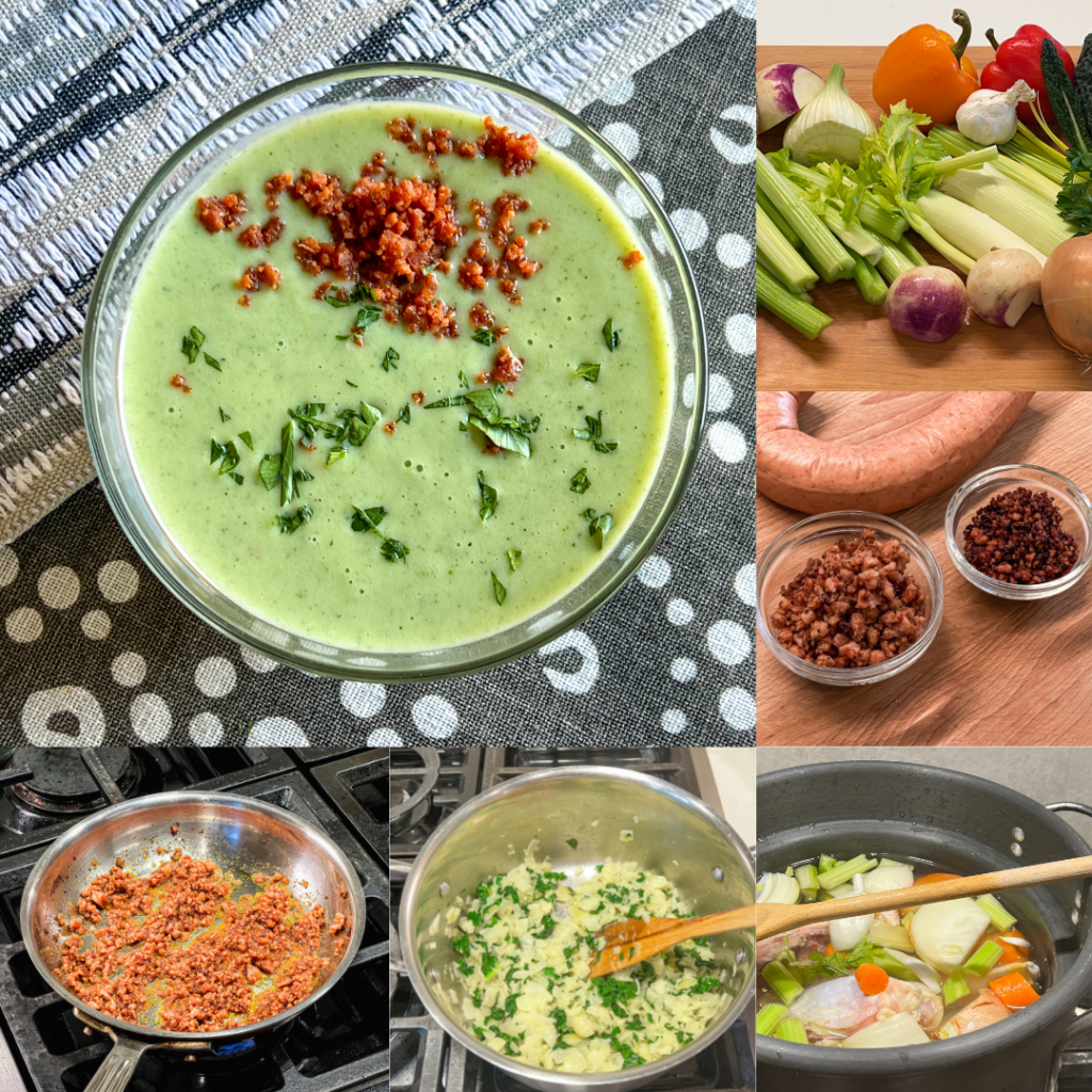 Portuguese Potato, Kale & Sausage Soup (Caldo Verde) Collage